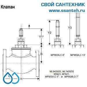 10167 Honeywell, V5025A1159 Клапан двухходовой (проходной) фланцевый, PN25, DN125, Kvs 250, 38мм, 2…200 °C
