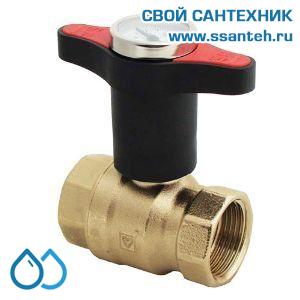 14675 HERZ 1220661 Кран шаровой красная ручка с термометром, DN15, PN25, 0...+120°C, Kvs 17 м3/час, без покрытия