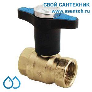 14685 HERZ 1220675 Кран шаровой синяя ручка с термометром, DN40, PN25, 0...+120°C, Kvs 165 м3/час, без покрытия