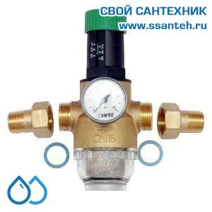 14801 HERZ 1268213 Редуктор давления для холодной воды 1,0-6,0 бар, DN25,  PN16, Kvs 3,6м3/час, 0...+40°С, со встроенным фильтром