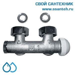 14897 HERZ 1379392 Узел нижнего подключения панельного радиатора угловой, 3/4"(конус)-3/4"(ЕК), 120°C, 10 бар, для однотрубных систем, термостат справа