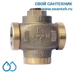 15564 HERZ 1776604 Teplomix Клапан трехходовой термостатический для твердотопливного котла DN32, Kvs 14,0 м3/час, +61°С, байпас не отключаемый.