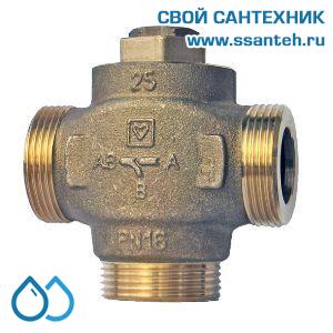 15565  HERZ 1776613 Teplomix Клапан трехходовой термостатический для твердотопливного котла DN25,  Kvs 11,0 м3/час, +55°С, байпас отключаемый