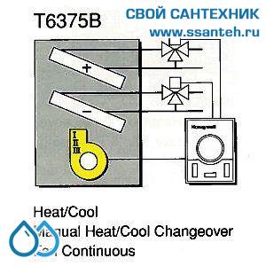 15751 HONEYWELL T6375B1021 Термостат для фэн-койлов 10-30С, 230В, антисипатор, нагрев/охлаждение