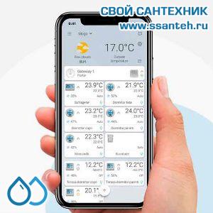 20470 POER PTV30_868 Электронная термоголовка беспроводная, ПИД-регулирование, монитор влажности, 7 дней, эко режим, WiFi, android, IOS приложение